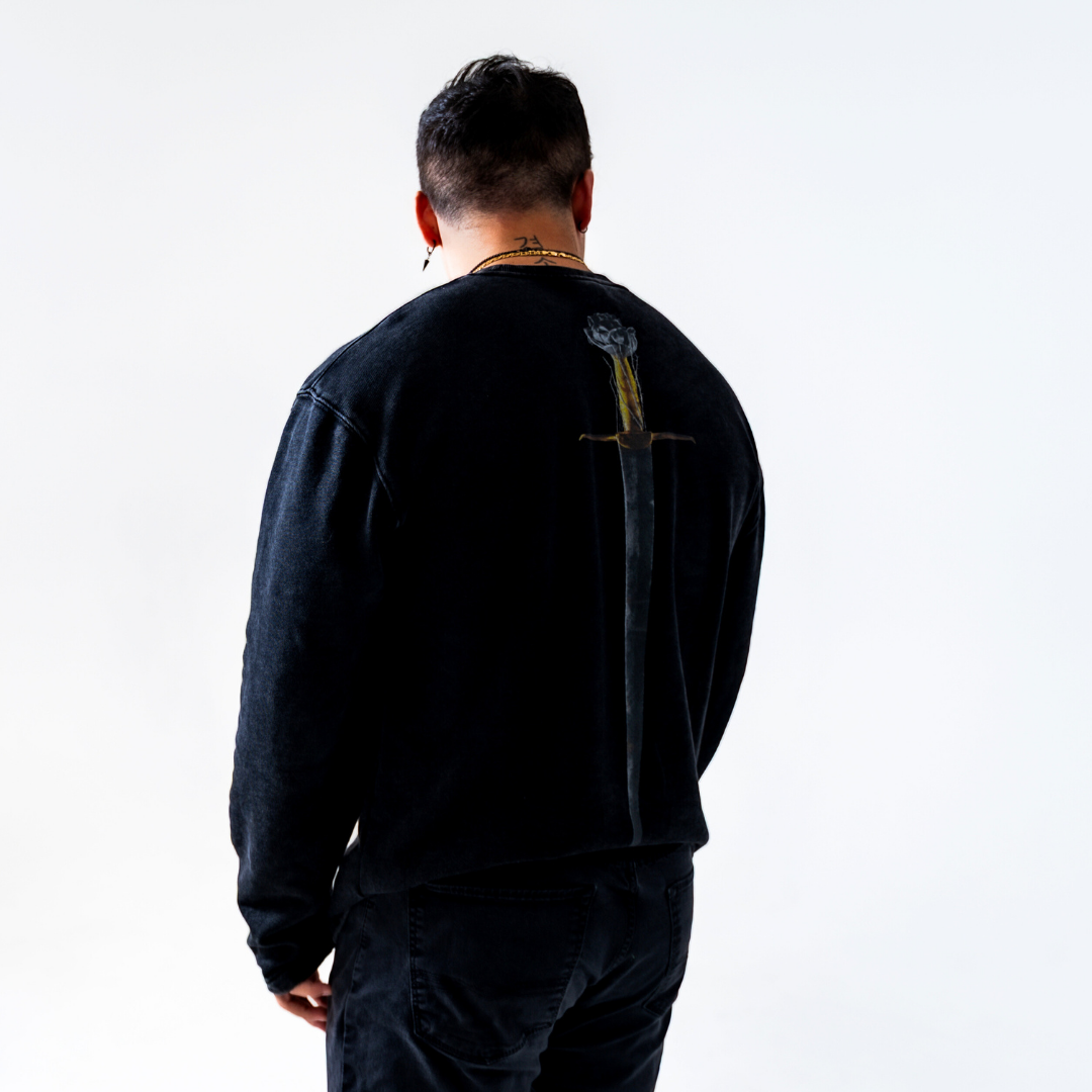 Core Sword Long Sleeve Tee - Washed Black